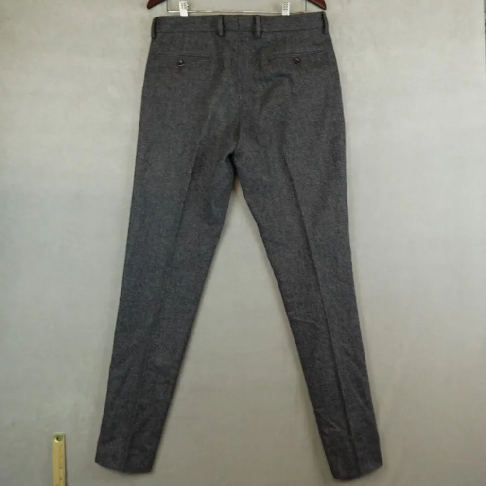 J Crew Bowery Slim Tweed Wool Herringbone Pants Mens 32x34 Gray